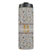 Moderne Taupe Thermische Tumbler met Monogram