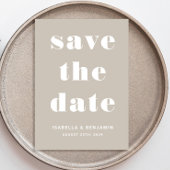 Moderne Taupe Typografie Huwelijk Save The Date