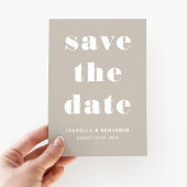 Moderne Taupe Typografie Huwelijk Save The Date