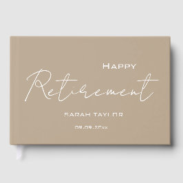 Moderne Taupe Witte Happy Retirement Persoonlijk  Gastenboek