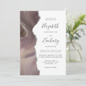 Moderne Taupe Zilveren Agaat bruiloft Kaart (Staand voorkant)