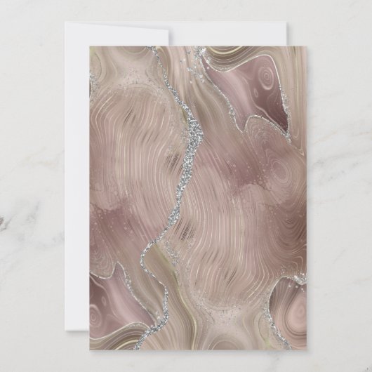 Moderne Taupe Zilveren Agaat bruiloft Kaart (Achterkant)