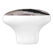 Moderne Taupe & Zwarte Agate Zilveren Glitter Geod Keramische Knop (Zijkant)