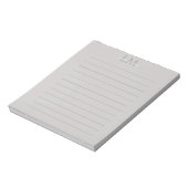 Moderne Taupegrijze Monogram Briefpapier Notitieblok (Linkerzijde)
