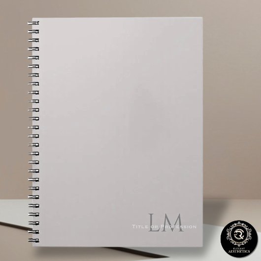 Moderne Taupegrijze Monogram Briefpapier Notitieboek