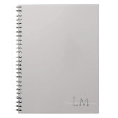 Moderne Taupegrijze Monogram Briefpapier Notitieboek (Voorkant)