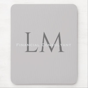 Moderne Taupegrijze Monogram-werkruimteaccent Muismat