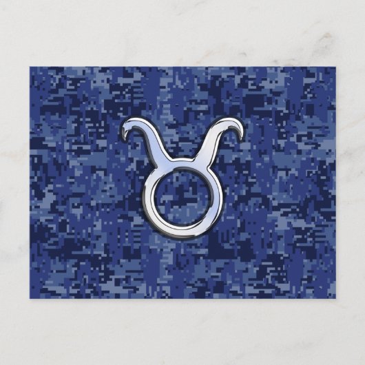 Moderne Taurus-sterrenbeeld Navyblauw digitaal cam Briefkaart (Voorkant)