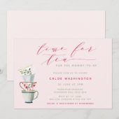 Moderne  Tea Cups Baby shower Tea Party Kaart (Voorkant / Achterkant)