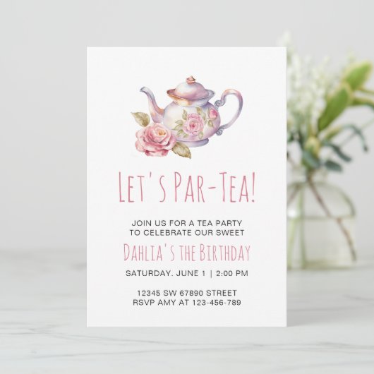 Moderne Tea Party Verjaardag Prinses Tea Party 15e Kaart (Staand voorkant)