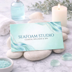 Moderne Teal Agate Marmer Metalen Turquoise Spa Visitekaartje