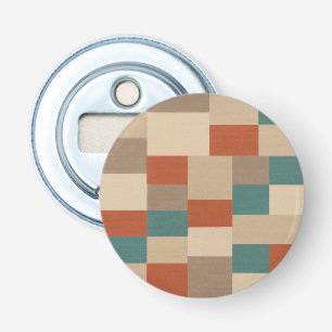 Moderne Teal & Beige Geometrische Blokken Button Flesopener