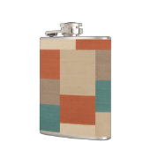 Moderne Teal & Beige Geometrische Blokken Heupfles (Links)