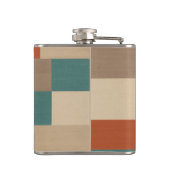 Moderne Teal & Beige Geometrische Blokken Heupfles (Achterkant)