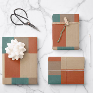 Moderne Teal & Beige Geometrische Blokken Inpakpapier Vel