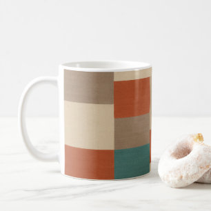 Moderne Teal & Beige Geometrische Blokken Koffiemok