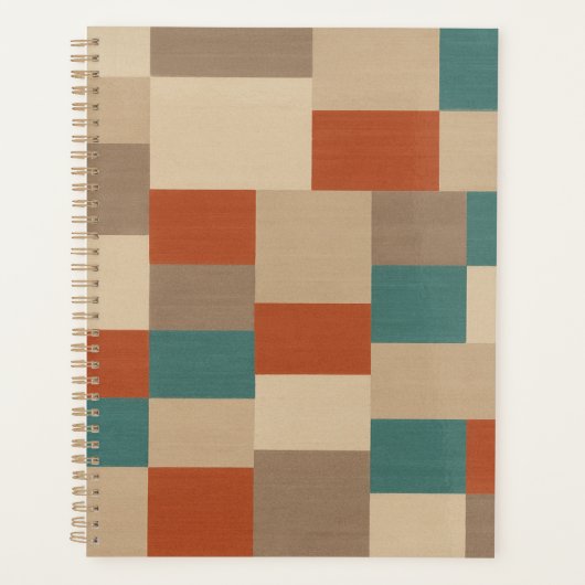 Moderne Teal & Beige Geometrische Blokken Planner (Voorkant)