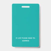 Moderne Teal Bezoekers Bar Code, Logo ID Badge (Achterkant)