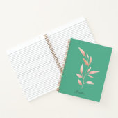 Moderne Teal Blad Sierkussen Notitieboek (Binnen)