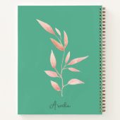 Moderne Teal Blad Sierkussen Notitieboek (Achterkant)