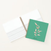Moderne Teal Blad Sierkussen Notitieboek (Binnen)