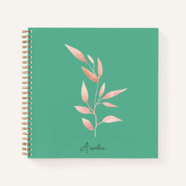 Moderne Teal Blad Sierkussen  Notitieboek