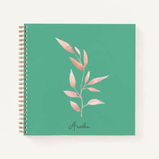 Moderne Teal Blad Sierkussen Notitieboek