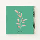 Moderne Teal Blad Sierkussen Notitieboek (Achterkant)