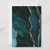 Moderne Teal Blauwe Agate Script Trouwring Kaart (Achterkant)