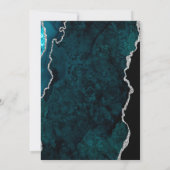 Moderne Teal Blauwe Agate Zilveren Script Bruiloft Kaart (Achterkant)