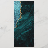 Moderne Teal Blauwe Goud Agaat Donkere Bruiloft Menu (Achterkant)