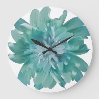 Moderne Teal Bloom Artistieke Wandklok – Grote Blo