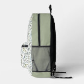 Moderne Teal Botanisch Patroon Aangepaste Naam Bedrukte Rugzak (Rechts)