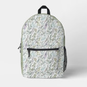Moderne Teal Botanisch Patroon Aangepaste Naam Bedrukte Rugzak (Voorkant)