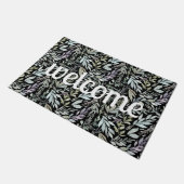 Moderne Teal Botanisch Patroon Witte Welkom Deurmat (Schuin)