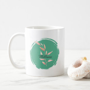 Moderne Teal Botanische Bladeren Decorative Worp Koffiemok