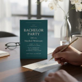 Moderne Teal Bruidegom's Feest met Scan om te RSVP Kaart