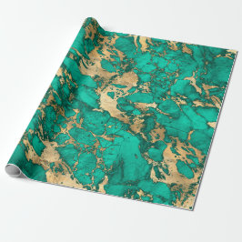 Moderne Teal en Gouden Marmer Patroon Cadeaupapier