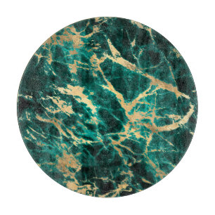 Moderne Teal en Gouden Marmer Patroon Snijplank