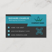 Moderne Teal en Zwarte Digitale Marketing QR Code Visitekaartje (Achterkant)
