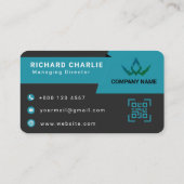 Moderne Teal en Zwarte Digitale Marketing QR Code Visitekaartje (Achterkant)