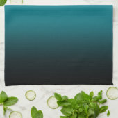Moderne Teal en Zwarte Gradiënt Theedoek (Gevouwen)