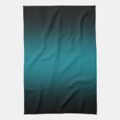 Moderne Teal en Zwarte Gradiënt Theedoek (Verticaal)