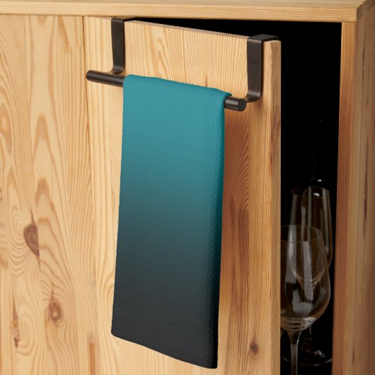 Moderne Teal en Zwarte Gradiënt Theedoek (Derde Gevouwen)