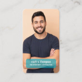 Moderne Teal Foto QR Code Verbind Met Mij Visitekaartje (Voorkant)