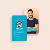 Moderne Teal Foto QR Code Verbind Met Mij Visitekaartje