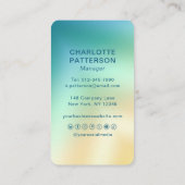Moderne Teal Gele Gradiënt Aangepast Logo Visitekaartje (Achterkant)