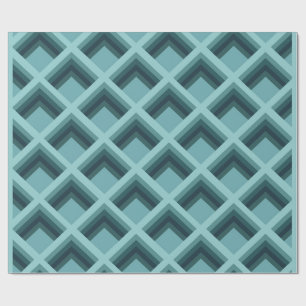 Moderne Teal Geometrisch 3D Diamant Inpakpapier
