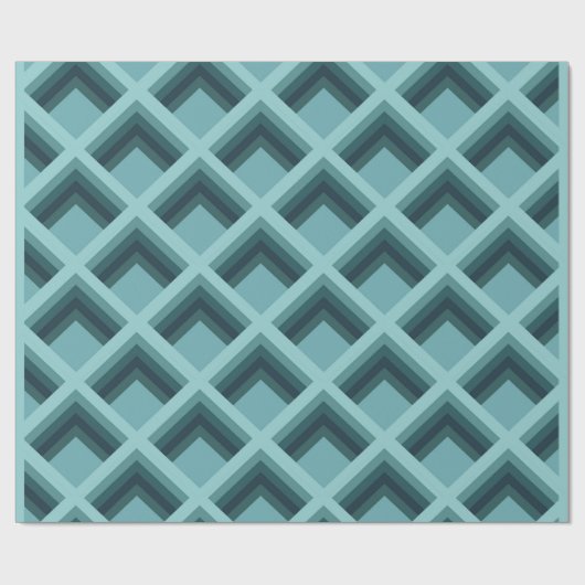 Moderne Teal Geometrisch 3D Diamant Inpakpapier (Vlak)
