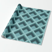 Moderne Teal Geometrisch 3D Diamant Inpakpapier (Uitgerold)
